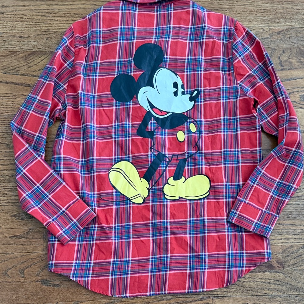 Disney Red Plaid Women's Button Down Shirt